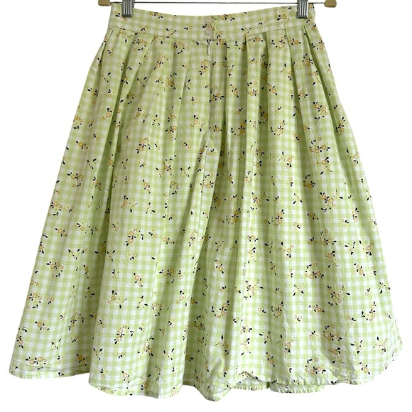 MODCLOTH IMAGINE THE IMPOSSIBLE GREEN GINGHAM SKIRT SIZE 8 - Picture 5 of 13